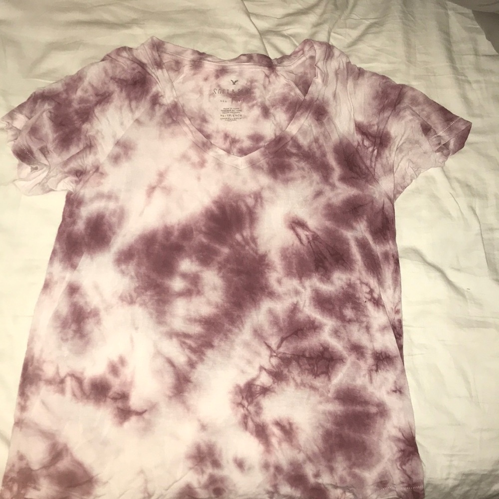 maroon tie dye american eagle tee
